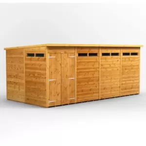 Image of 16x8 Power Pent Double Door Security Shed - Brown