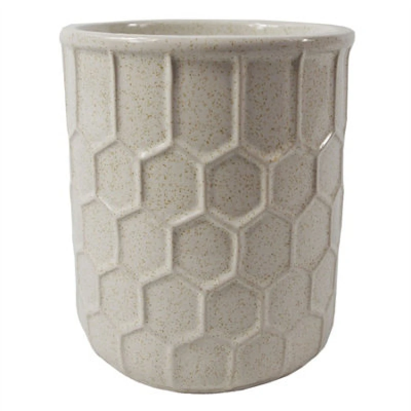Image of Leaf 16cm White Honeycomb Ceramic Planter White unisex