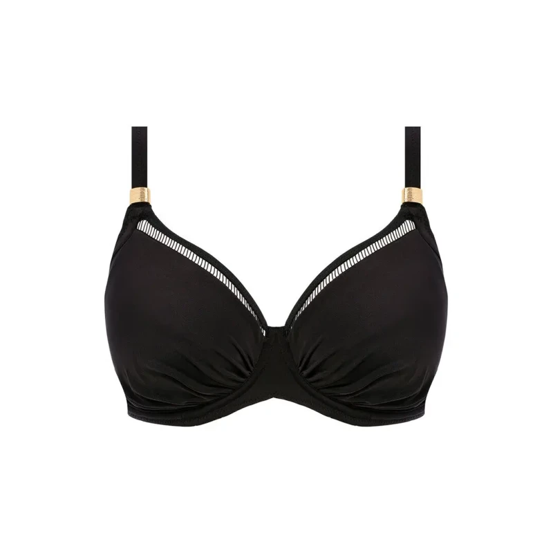 Image of Fantasie Womens underwired pleated swimsuit top Fantasie East Hampton Noir Female 85I