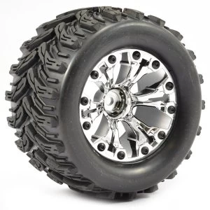 Image of Fastrax 1:10 Mt Arrow Mounted 6-Spoke Chrome Bearing (Pr)