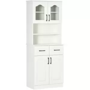 Image of Homcom - Kitchen Cupboard Storage Cabinet Adjustable Shelves, Countertop,White - White