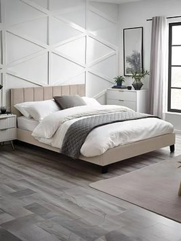 Image of SO'HOME Roselle Velvet Upholstered Bed taupe beige SINGLE (90 x 190cm);KING (150 x 200cm);DOUBLE (135 x 190cm);SMALL DOUBLE (120 x 190cm)