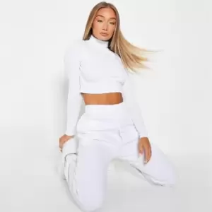 Image of I Saw It First Rib Roll Neck Crop Top - White