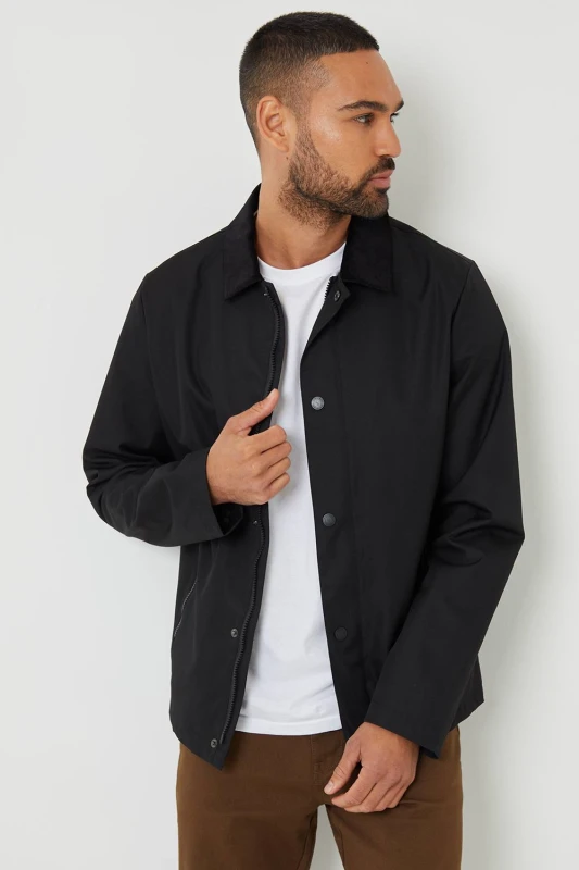 Image of Threadbare Showerproof Corduroy Collar Jacket - Black L