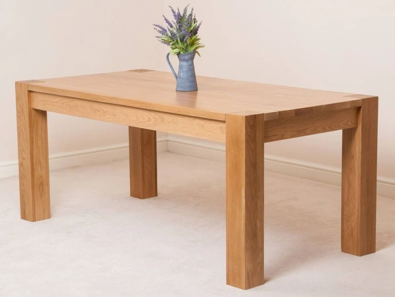 Image of Thats Furniture Kuba 180cm Chunky Large Oak Dining Table in Light Oak Light Oak Unisex