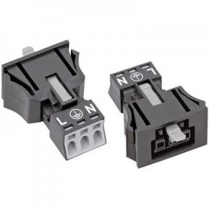 Image of WAGO 890-703 Mains connector WINSTA MINI Socket, straight Total number of pins: 2 + PE 16 A Black