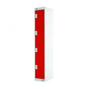 Image of Four Compartment Express Standard Locker D300mm Red Door MC00147