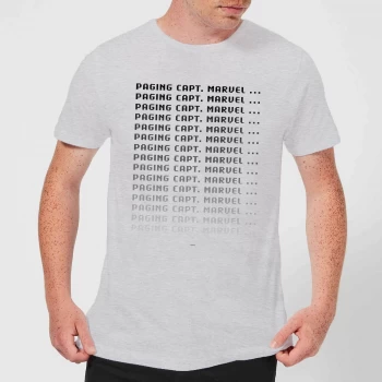 Image of Captain Marvel Paging Mens T-Shirt - Grey - L