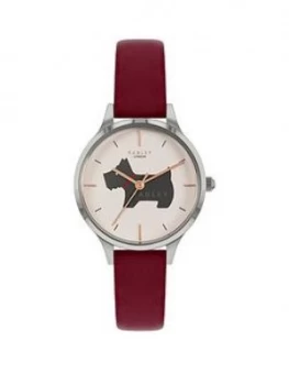 Image of Radley Meridan Grey Dog Dial Red Leather Strap Ladies Watch