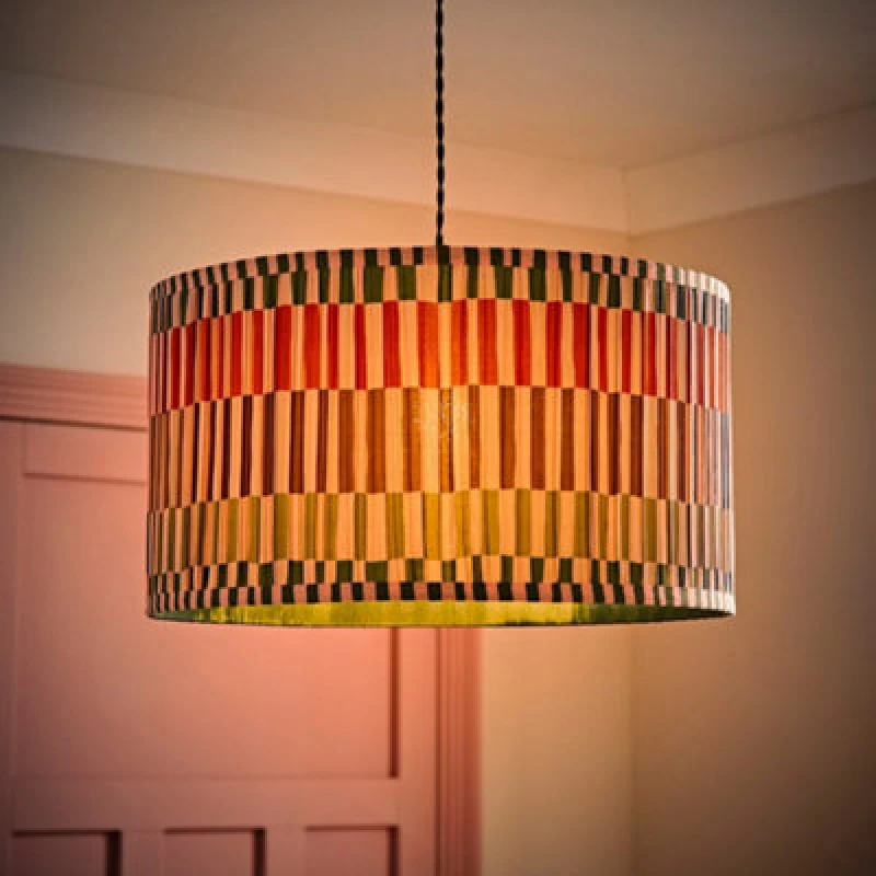 Image of ValueLights ValueLights Rae Pleated Stripe Neutral Drum Easy Fit Light Lamp Shade with Bulb in Natural Size: Large Natural Large Unisex 505940606969