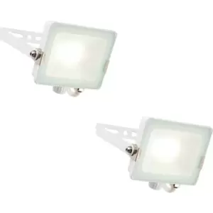 Image of 2 PACK Outdoor Waterproof LED Floodlight - 20W Cool White LED - Matt White