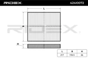 Image of RIDEX Pollen filter FIAT,JEEP,CHRYSLER 424I0072 05058381AA,05058693AA,5058381AA 5058693AA,5058693AA,K05058381AA,K05058693AA,5058693AA