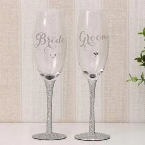 Image of Celebrations Champagne Flutes Set of 2 - Bride & Groom