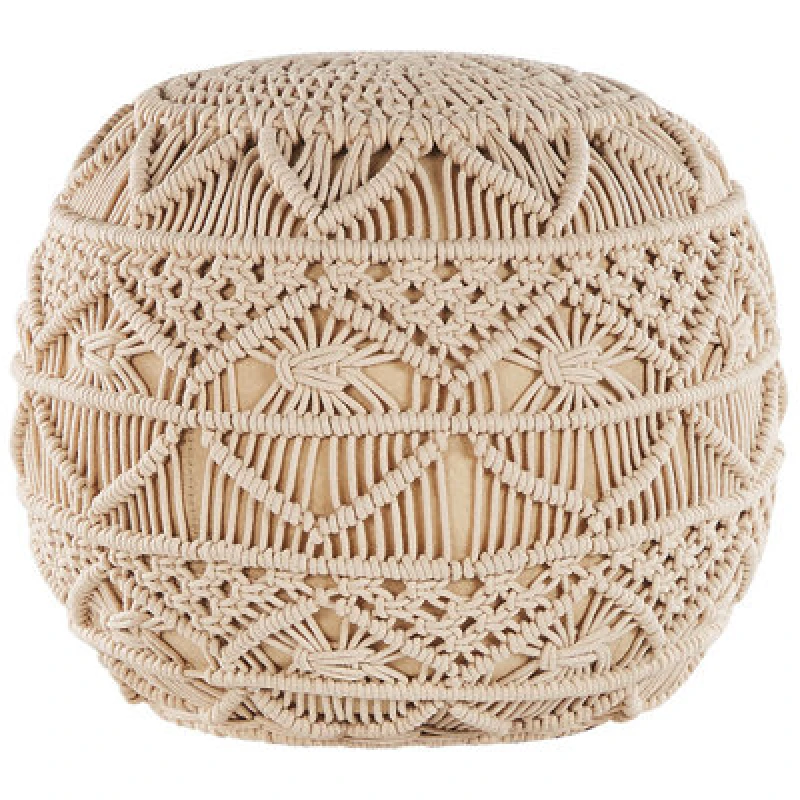 Image of Beliani Pouffe Macrame Kayseri Cotton Beige