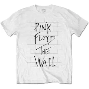 Image of Pink Floyd - The Wall & Logo Unisex Large T-Shirt - White