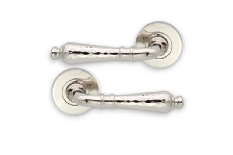 Image of Spira Brass Hammered Hazel Lever On Rose Polished Nickel