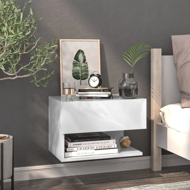 Image of VIDAXL Wall-mounted Bedside Cabinet White Vidaxl 8720286963968