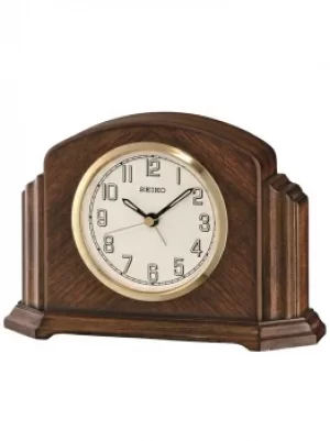 Image of Seiko Clocks Brown Wooden Mantel Clock QXE043B