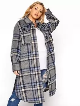 Image of Yours Midi Shacket - Blue Tones, Blue, Size 30-32, Women