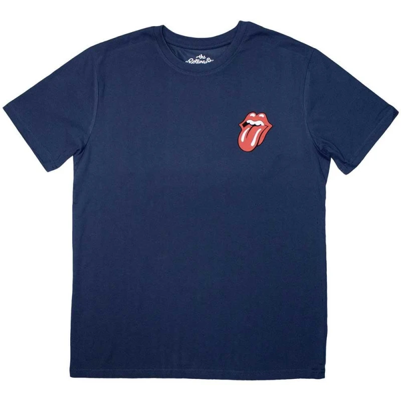Image of The Rolling Stones Mens Mini Classic Tongue T-Shirt in Blue Size: Medium Blue Male M