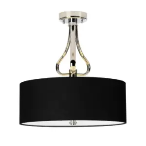 Image of IP44 3 Bulb Semi Flush Light Black LampShade Bulb Inc Chrome LED G9 3.5W