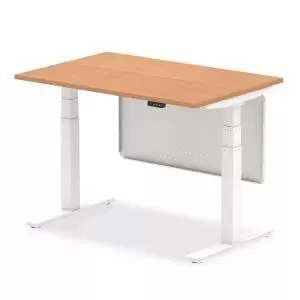 Image of Air 1200 x 800mm Height Adjustable Desk Oak Top White Leg With White