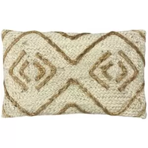 Image of Mynu Braided 100% Jute Tasselled Cushion Cover, Natural, 30 x 50 Cm - Furn