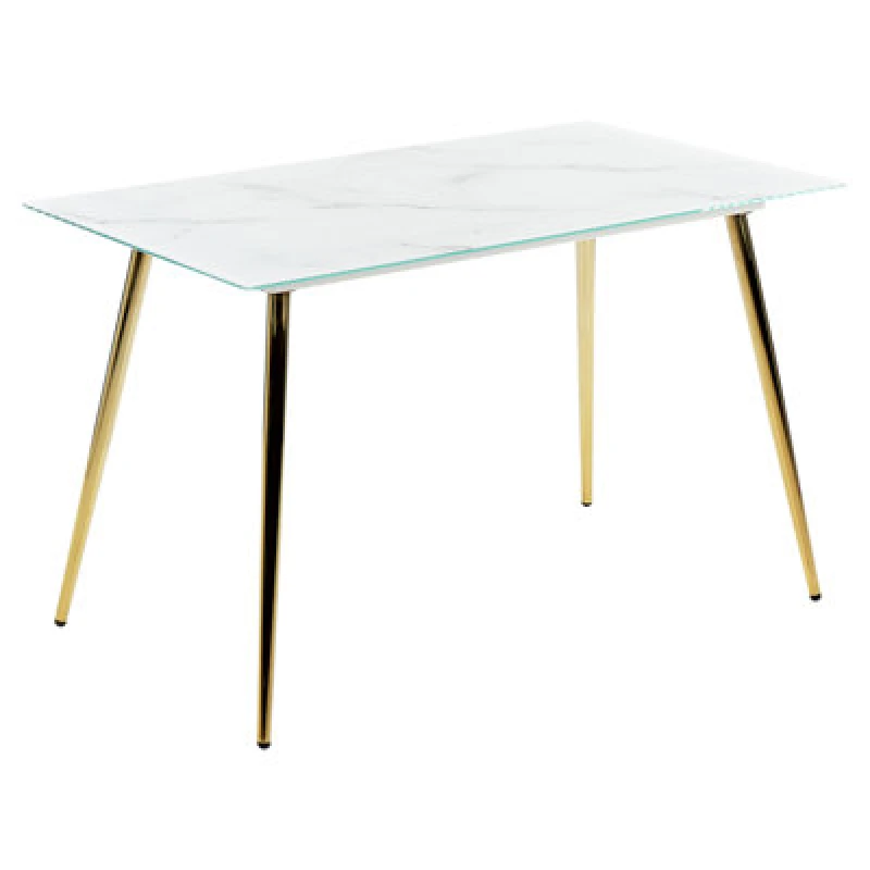Image of Beliani Dining Table Mulga Marble/ Gold 120 Cm 70 Cm Tempered Glass
