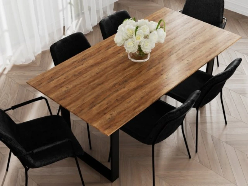 Image of LPD Antibes 180cm Russet and Black Wooden Dining Table