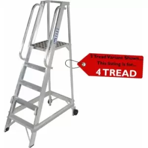 Image of Loops - 4 Tread 1m Aluminium Warehouse Picking Steps & Handrail Narrow Aisle Stairs