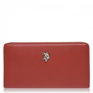 Image of US Polo Assn Jones L Zip Around Wallet - RUST 839