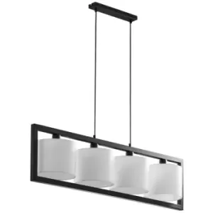 Image of Zumaline Tessa Bar Pendant Ceiling Light, Black, White, 1x E27 60W