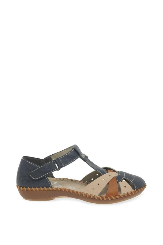 Image of Rieker 'Maria' T-Bar Sandals Navy