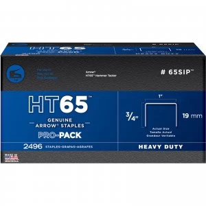 Image of Arrow HT65 Stainless Steel Wide Crown Staples 19mm Pack of 600