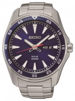 Image of Seiko Mens Solar Stainless Steel Blue Dial SNE391P1 Watch