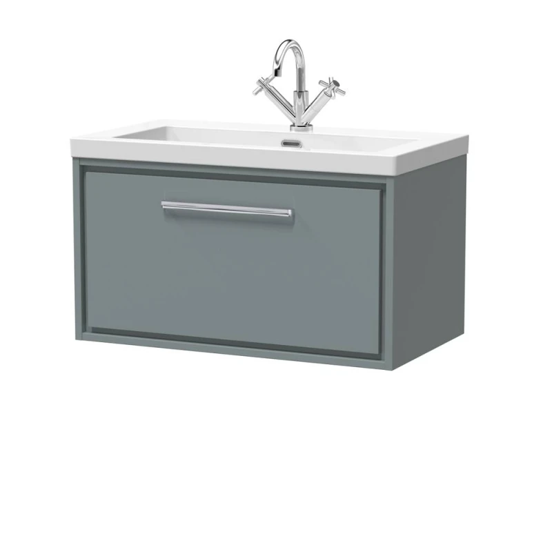 Image of Balterley Bathroom 1 Soft-Close Drawer Wall Hung Fireclay Basin, Grey, 800mm in Grey Grey Unisex