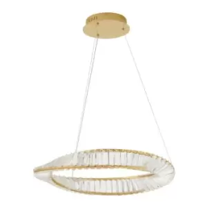 Image of Merano Kingston Integrated LED Pendant Ceiling Light Gold Metal, Crystal LED 36W 3728.28Lm 3500K