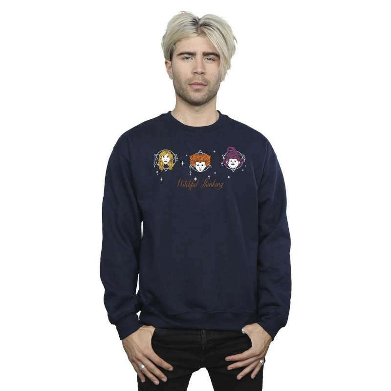 Image of Disney Men Hocus Pocus Witchful Thinking Sweatshirt in Navy Size: Small Navy S Male 5063283800762