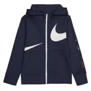 Image of Nike Sportswear Swoosh Big Kids (Boys') Fleece Full-Zip Hoodie - Blue