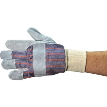 Image of Knitted Wrist Chrome Leather Rigger Gloves - Size 10 - Tuffsafe