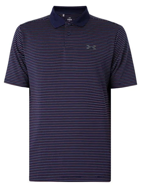 Image of Under Armour Matchplay Stripe Polo Shirt Midnight Navy/Flare Orange L