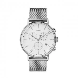 Image of Timex White And Silver 'Weekender Fairfield' Chronograph Watch - Tw2R27100