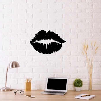 Image of Lips Black Decorative Metal Wall Accessory