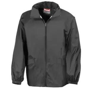Image of Result Mens Lightweight Windcheater in a Bag Showerproof Windproof Jacket (Concealed Hood) (S) (Black)
