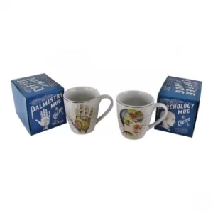 Image of Set Of 2 Phrenology & Palmistry Coffee Mugs