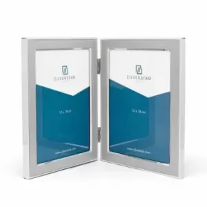 Image of Zilverstad Photo Frame Padua Design Brushed Aluminium Double Size Each 13X18cm