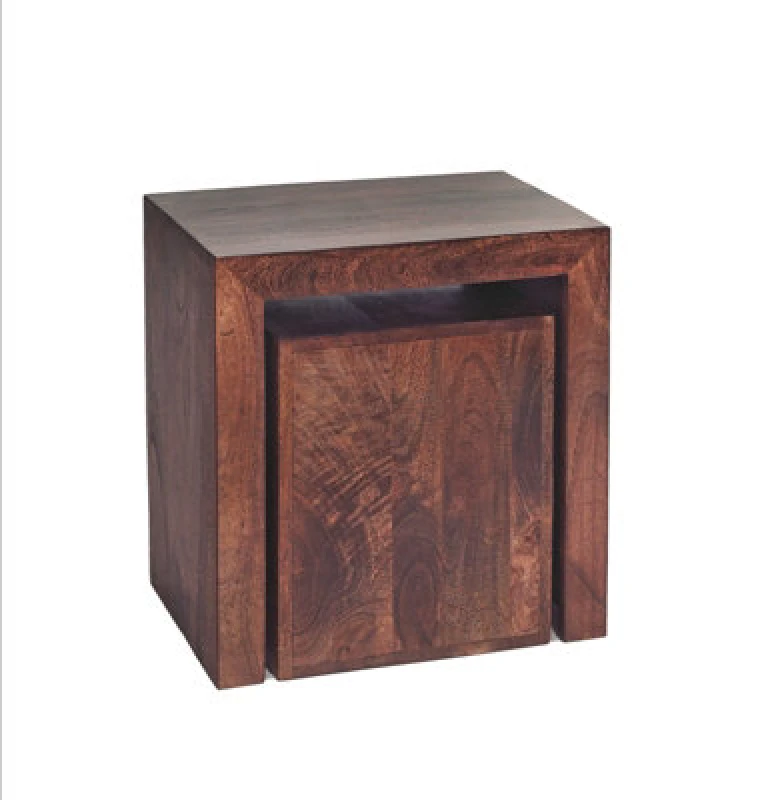 Image of Buttercup Farm Toko Dark Mango Cubed Nest Of 2 Tables - Solid Mango Wood - L35 X W51 X H55 Cm