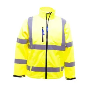 Image of Yoko Mens Hi-Vis Sofshell Jacket (S) (Hi-Vis Yellow)