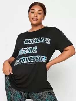 Image of Yours Believe In elf Active Top Black, Size 16, Women