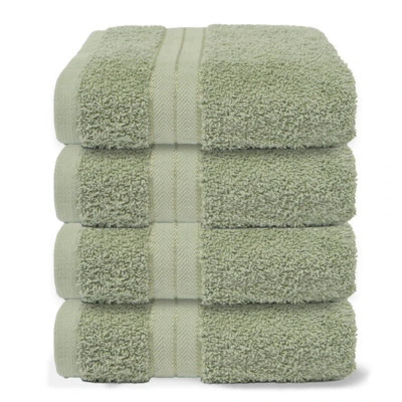 Image of OHS OHS 4 Pack of 100% Cotton Bathroom Hand Towel in Pale Green Pale Green Hand Towel Unisex 5027434229130